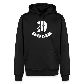 ROME - Männer Premium Bio Hoodie - Schwarz - Vorne - Nico (187cm)