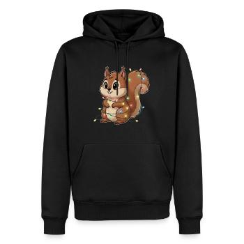 Écureuil suspendu avec des lumières - Sweat à capuche Premium bio Homme - noir - Devant - Nico (187cm)