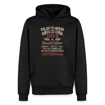 Cadeau du 50e anniversaire Voiture Classique décembre 1975 - Sweat à capuche Premium bio Homme - noir - Devant - Nico (187cm)
