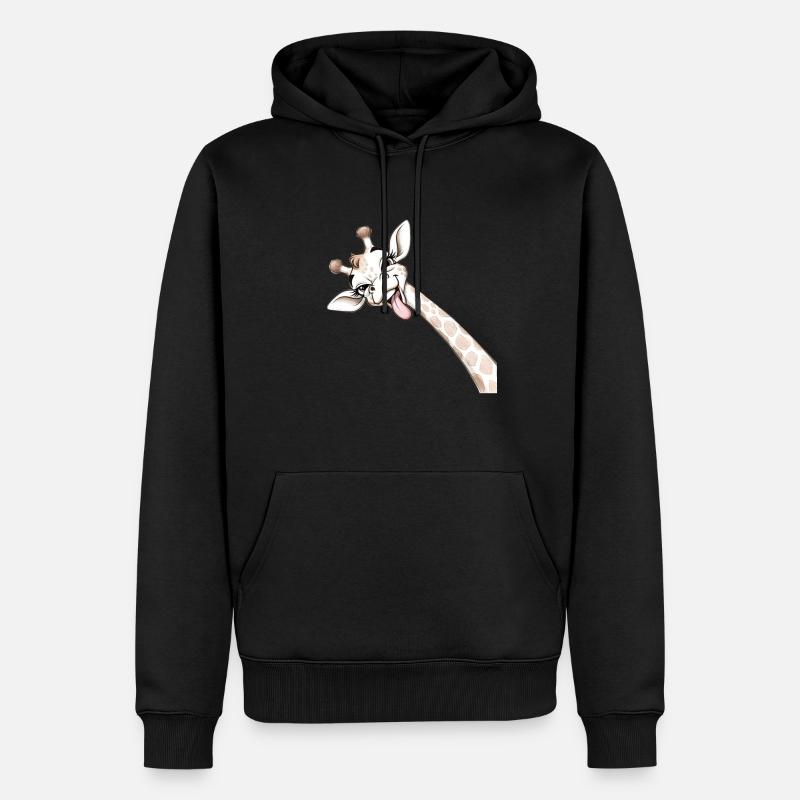 Girafe Joyeuse Langue Déployée - Sweat à capuche Premium bio Homme - noir