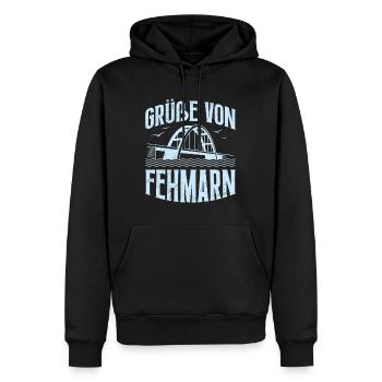 Ostsee Urlaub GRÜßE VON FEHMARN Lustiges - Männer Premium Bio Hoodie - Schwarz - Vorne - Nico (187cm)