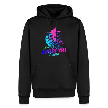 Après l’équipe de ski, sports d’hiver, vacances de ski, années 80 - Sweat à capuche Premium bio Homme - noir - Devant - Nico (187cm)