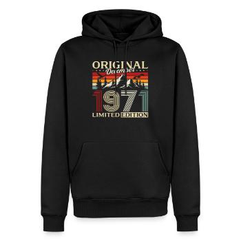 54e anniversaire Original décembre Né en 1971 - Sweat à capuche Premium bio Homme - noir - Devant - Nico (187cm)