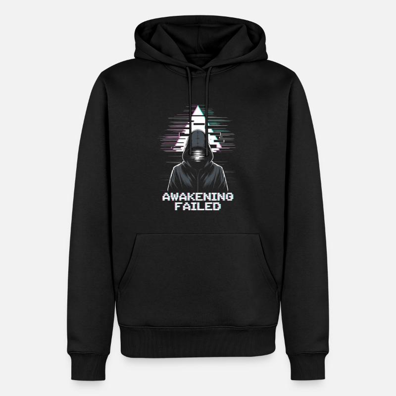 Glitch-Hacker mit „Awakening Failed“ Look - Männer Premium Bio Hoodie - Schwarz