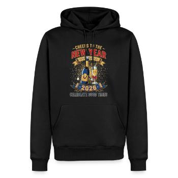Santé à la nouvelle année 2026 Célébrez les bons moments - Sweat à capuche Premium bio Homme - noir - Devant - Nico (187cm)
