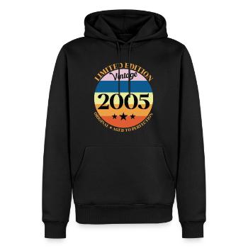 2005 Anniversaire Vintage Cadeau d'Anniversaire - Sweat à capuche Premium bio Homme - noir - Devant - Nico (187cm)