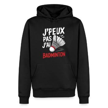 J Peux pas j ai Badminton - Sweat à capuche Premium bio Homme - noir - Devant - Nico (187cm)