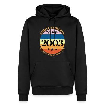 2003 Anniversaire Vintage Cadeau d'Anniversaire - Sweat à capuche Premium bio Homme - noir - Devant - Nico (187cm)