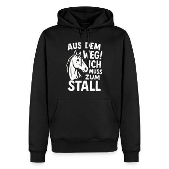 Écartez-vous, je dois aller à l’écurie - Sweat à capuche Premium bio Homme - noir - Devant - Nico (187cm)
