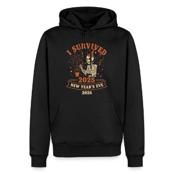 J’ai survécu au réveillon du Nouvel An 2025 2026 - Sweat à capuche Premium bio Homme - noir - Devant - Nico (187cm)