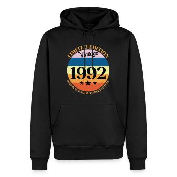 1992 Vintage Birthday Gift 92 - Men’s Premium Organic Hoodie - black - Front - Nico (187cm)
