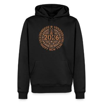 Design der Feier zum Frohen Neujahr 2026 - Männer Premium Bio Hoodie - Schwarz - Vorne - Nico (187cm)