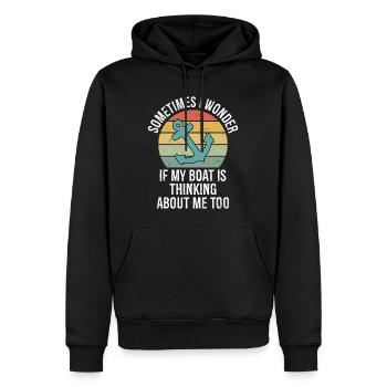 Parfois, je me demande si mon bateau pense à moi - Sweat à capuche Premium bio Homme - noir - Devant - Nico (187cm)