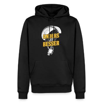 Gleitschirmflieger ANDERS IST BESSER Lustiges - Männer Premium Bio Hoodie - Schwarz - Vorne - Nico (187cm)
