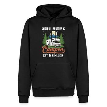 Rentner-Job: Campen! – Humorvolles Camper Design - Männer Premium Bio Hoodie - Schwarz - Vorne - Nico (187cm)