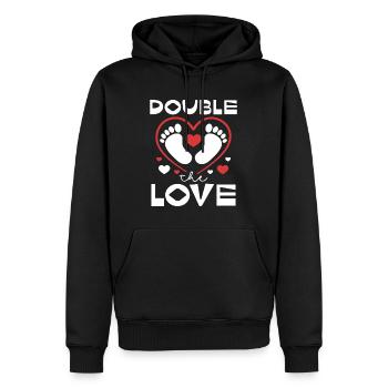 Doppelte Liebe Herzabdruck Design - Männer Premium Bio Hoodie - Schwarz - Vorne - Nico (187cm)
