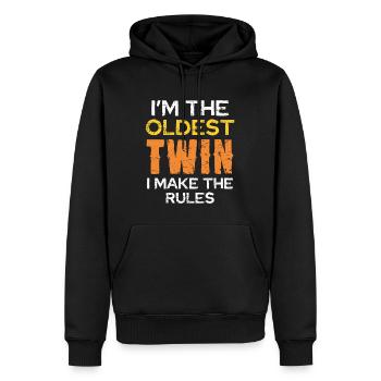 Ich bin der älteste Zwilling - Männer Premium Bio Hoodie - Schwarz - Vorne - Nico (187cm)