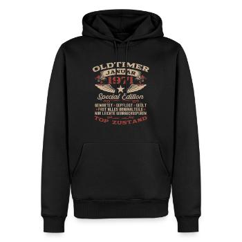 55. Geburtstag Geschenk Oldtimer Januar 1971 - Männer Premium Bio Hoodie - Schwarz - Vorne - Nico (187cm)