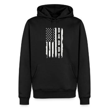 Papa Drapeau des États-Unis Père patriotique Amérique - Sweat à capuche Premium bio Homme - noir - Devant - Nico (187cm)