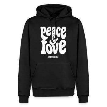 PEACE LOVE #2 - let's talk - Men’s Premium Organic Hoodie - black - Front - Nico (187cm)