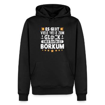 VACANCES EN MER DU NORD IL EXISTE DE NOMBREUSES FAÇONS DE FAIRE LE BONHEUR À BORKUM - Sweat à capuche Premium bio Homme - noir - Devant - Nico (187cm)