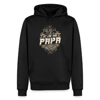 Papa policier - Sweat à capuche Premium bio Homme - noir - Devant - Nico (187cm)