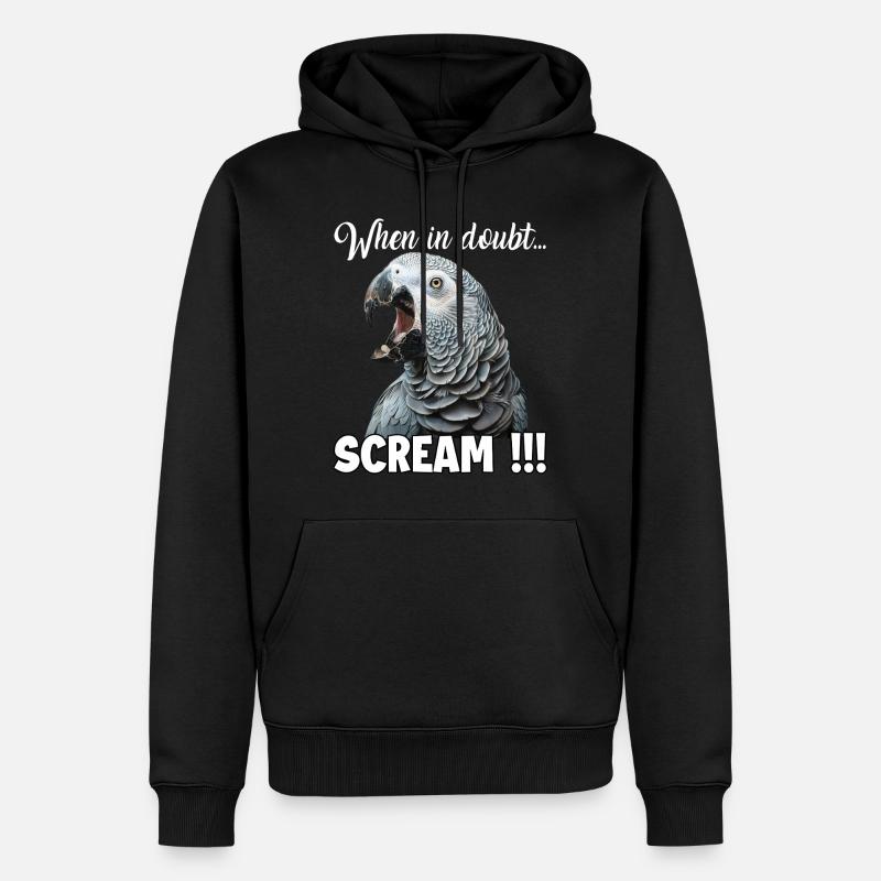 Perroquet gris d’Afrique hurlant, perroquet drôle - Sweat à capuche Premium bio Homme - noir