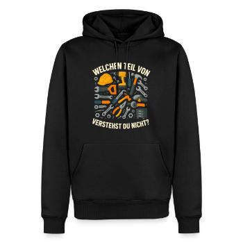 werkzeug chaos, welchen teil spruch lustig - Männer Premium Bio Hoodie - Schwarz - Vorne - Nico (187cm)