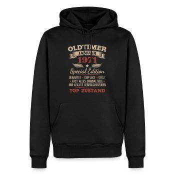 55. Geburtstag Geschenk Oldtimer Januar 1971 - Männer Premium Bio Hoodie - Schwarz - Vorne - Nico (187cm)