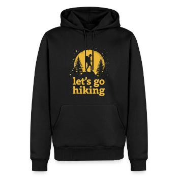 Let's go hiking mountaineer hiker silhouette - Men’s Premium Organic Hoodie - black - Front - Nico (187cm)