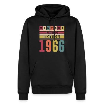 Anniversaire 1966 Vintage Limited Edition Rétro  - Sweat à capuche Premium bio Homme - noir - Devant - Nico (187cm)