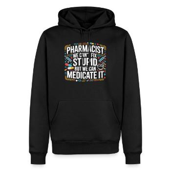 Blague de pharmacien : Médicaments au lieu de stupidité - Sweat à capuche Premium bio Homme - noir - Devant - Nico (187cm)