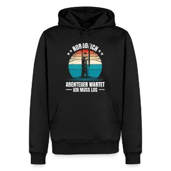 Vacances en mer du Nord L’AVENTURE DU NORDDEICH VOUS ATTEND - Sweat à capuche Premium bio Homme - noir - Devant - Nico (187cm)