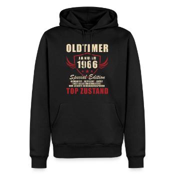 60. Geburtstag Geschenk Oldtimer Januar 1966 - Männer Premium Bio Hoodie - Schwarz - Vorne - Nico (187cm)