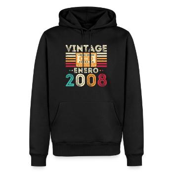 Januar 2008 Retro Vintage-Geburtstagsgeschenk - Männer Premium Bio Hoodie - Schwarz - Vorne - Nico (187cm)