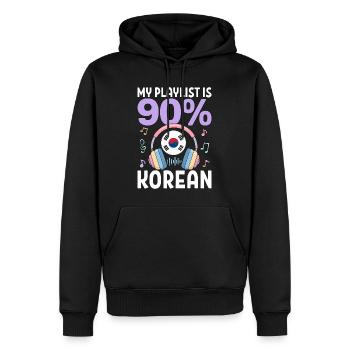 Ma playlist est à 90 % coréenne - Sweat à capuche Premium bio Homme - noir - Devant - Nico (187cm)