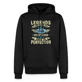 Légende du 40e anniversaire janvier 1986 - Sweat à capuche Premium bio Homme - noir - Devant - Nico (187cm)