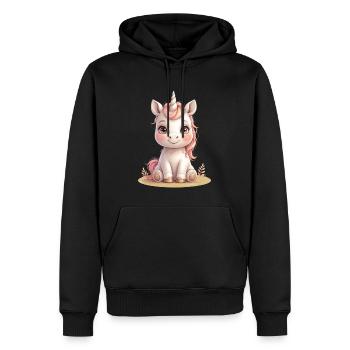Zuckersüßes Einhornbaby Illustration - Männer Premium Bio Hoodie - Schwarz - Vorne - Nico (187cm)