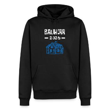 Cérémonie de déploiement du site de construction Häuslbauer du client 2026 - Sweat à capuche Premium bio Homme - noir - Devant - Nico (187cm)