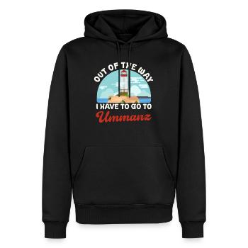 Ostsee AUS DEM WEG ICH MUSS NACH UMMANZ Lustig - Männer Premium Bio Hoodie - Schwarz - Vorne - Nico (187cm)