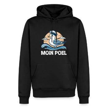 Baltic Sea MOIN POEL Souvenier Seagull Funny - Men’s Premium Organic Hoodie - black - Front - Nico (187cm)