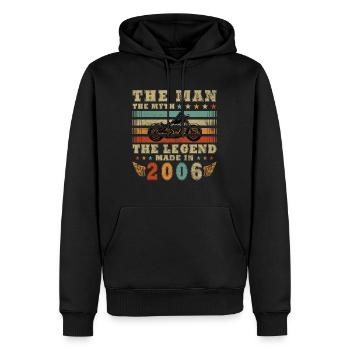 20E ANNIVERSAIRE DE MOTO ÉDITION LIMITÉE 2006 - Sweat à capuche Premium bio Homme - noir - Devant - Nico (187cm)