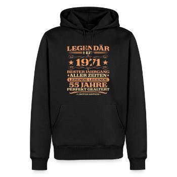 1971 vintage 55 years perfectly aged - Men’s Premium Organic Hoodie - black - Front - Nico (187cm)