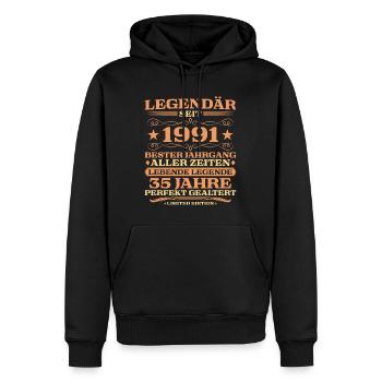 1991 vintage 35 years perfectly aged - Men’s Premium Organic Hoodie - black - Front - Nico (187cm)