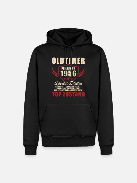 Februar 1956 Geburtstag Oldtimer 1956 - Männer Premium Bio Hoodie - Schwarz