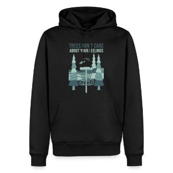 Bäume kümmern sich nicht um deine Gefühle Disc Golf - Männer Premium Bio Hoodie - Schwarz - Vorne - Nico (187cm)