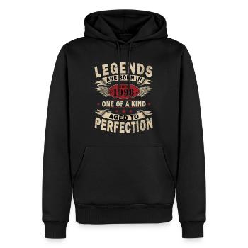 Février 1996 Meilleur cadeau Février 1996 - Sweat à capuche Premium bio Homme - noir - Devant - Nico (187cm)