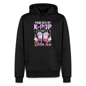 Propulsé par K Pop et Boba Tea - Sweat à capuche Premium bio Homme - noir - Devant - Nico (187cm)