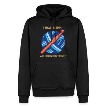 Crochet Lover Knitting Ich habe eine 9mm und ich kenne es - Männer Premium Bio Hoodie - Schwarz - Vorne - Nico (187cm)