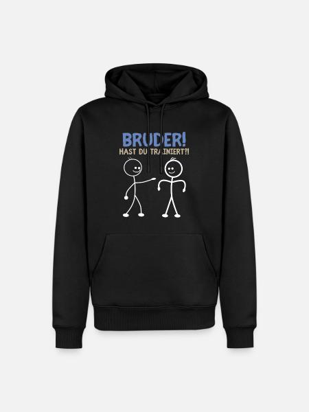 Strichmännchen HAST DU TRAINIERT LUSTIG - Männer Premium Bio Hoodie - Schwarz